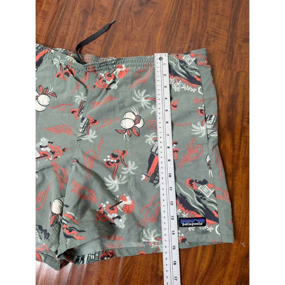 Patagonia Baggies Shorts Adult Large Green Lined C Street Tacos Print Mens SZ S - Picture 6 of 8